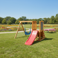 Ensemble de jeux pour enfants en bois de cèdre avec balançoire, maisonnette, table de pique-nique, tableau de dessin et bacs à sable