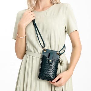 New Design Multifunction Woven Pattern Shoulder Crossbody <strong>Bag</strong> Pu Leather <strong>Mobile</strong> Phone <strong>Bags</strong> for Women - Product Image 2
