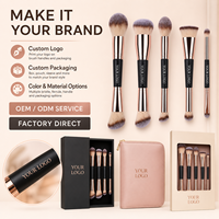 Kit de pinceaux de maquillage cosmétiques avec logo personnalisé, 5 pièces, pinceaux à paupières et à joues en poils synthétiques doux, tube en aluminium, manche en plastique