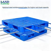 Palette en plastique HDPE à double niveau à quatre entrées, capacité statique de 6 tonnes, utilisation industrielle, renforcée en acier pour entrepôt et logistique