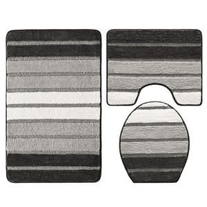 Tapa <span class=keywords><strong>de</strong></span> inodoro con relieve <span class=keywords><strong>de</strong></span> microfibra, alfombrilla antideslizante absorbente <span class=keywords><strong>de</strong></span> agua para baño, <span class=keywords><strong>2023</strong></span> poliéster, juegos <span class=keywords><strong>de</strong></span> inodoro, 3 uds., nuevo diseño 100% - Product Image 1