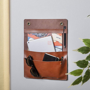 Bolsa de pared para cargar el teléfono, bolsa de almacenamiento para gafas de cuero PU sin necesidad de taladrar, bolsa de almacenamiento colgante - Product Image 3