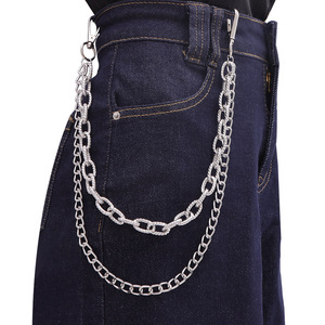 Double Layer Metal Pant <b>Chain</b> Tibetan Silver Waist <b>Chain</b> For Daily Wear Hip Hop Street Style Accessory - Product Image 1