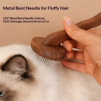 Kit de toilettage pour animaux de compagnie de qualité professionnelle avec manche en bois massif, peigne démêlant et démoussant, personnalisable en usine, ensemble de toilettage pour chats