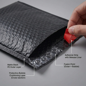 Enveloppes matelassées en polybulle noir mat auto-adhésives pour l'expédition postale et par courrier - Product Image 3