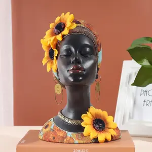 Abstract Decor Exotic Tribal Black Women Statue Living Room Decor Desk Accessories African Sculptures Figurines Ornament Gift