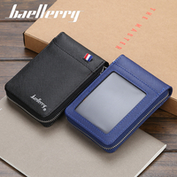 Baellerry dompet ramping untuk pria, dompet uang vertikal banyak slot kartu kulit PU buram