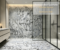 Dalle de pierre naturelle de luxe polie bleu paon FANCY STONE pour comptoirs de cuisine, murs d'hôtels et projets d'aménagement intérieur de villas