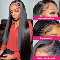 Perruque brésilienne en cheveux humains, densité 180%, 13x6, ultra-lisse, avec dentelle frontale HD, 30-40 pouces, pré-épilée