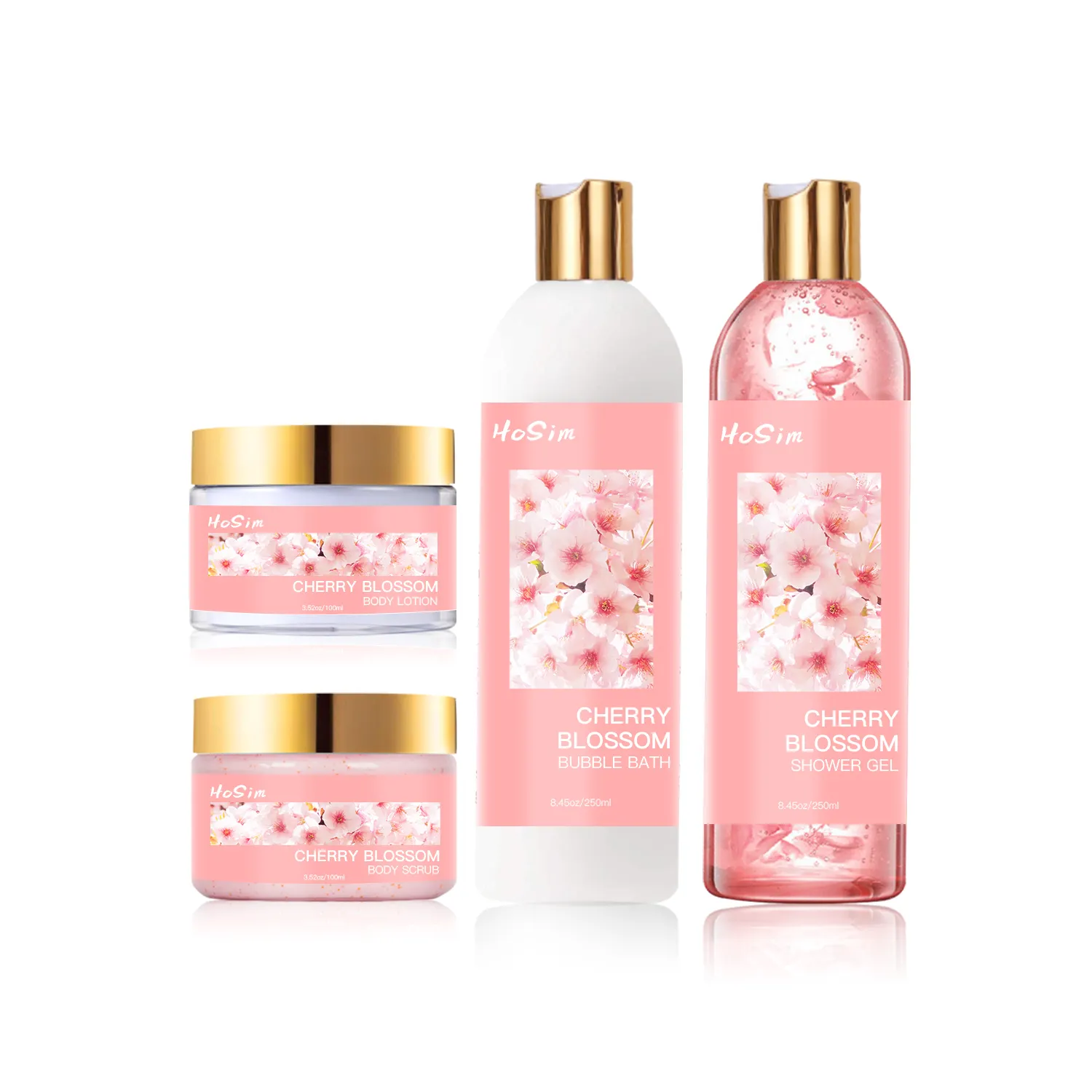 Confezione regalo di lusso con etichetta privata Kit Spa per la casa bagno doccia con fiori di ciliegio Set da bagno per la pulizia dello Scrub per il corpo rilassante