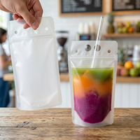 Pochettes à jus verticales avec doubles poignées, sacs d'emballage plastique réutilisables à fermeture éclair, pochettes givrées pour jus de fruits