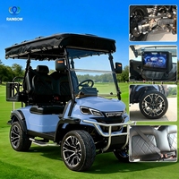 Voiturette de golf électrique tout-terrain surélevée 4 places, buggy de chasse, pneus tout-terrain 14 pouces, moteur AC 72V Lithium 5000W, haute garde au sol