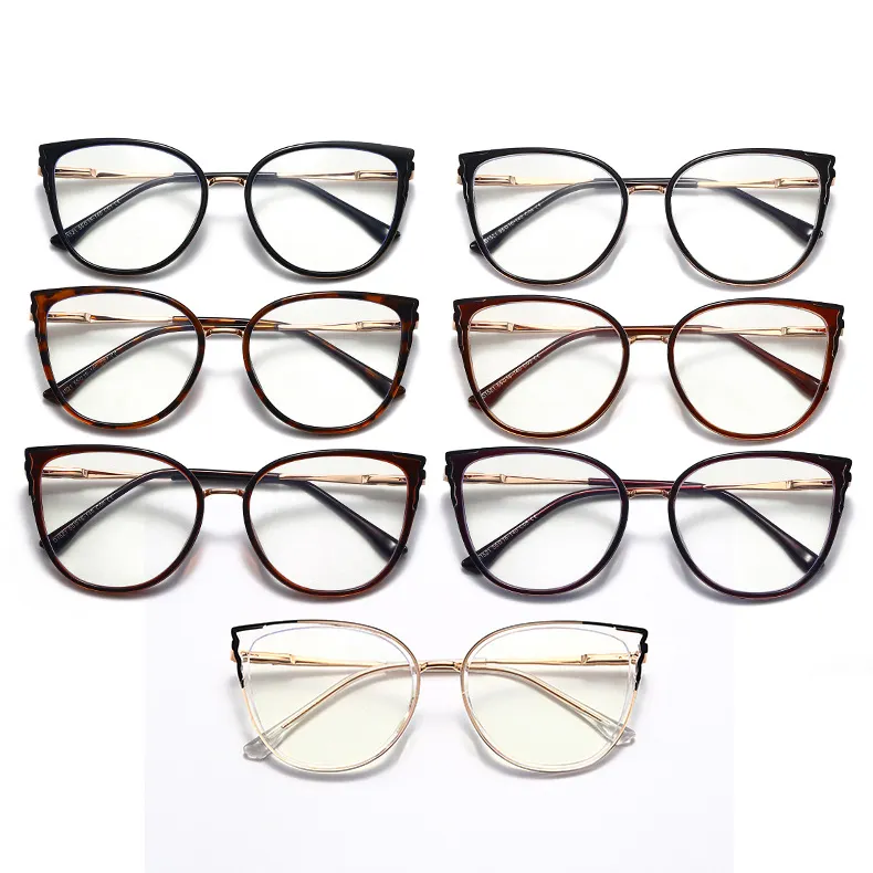 DL occhiali Stock montature da vista Retro Oversize Cat Eye Anti Blue Light Glasses Metal TR90 occhiali da vista personalizzati all'ingrosso
