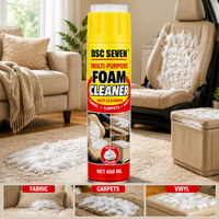 Nettoyant mousse pour intérieur de voiture 650ml avec brosse, nettoyage en profondeur pour sièges auto, plafond, tapis, tissu, vinyle, sellerie