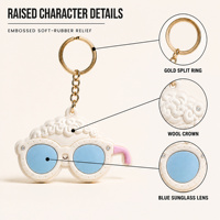 Pendentifs 3D amusants sur le thème des lunettes, porte-clés de voiture et porte-clés en PVC, logo personnalisé disponible auprès du fabricant