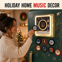 Boîte à musique NFC personnalisée pour Noël, style disque vinyle avec lumière LED, coffret cadeau de Noël, décoration de la maison, souvenirs