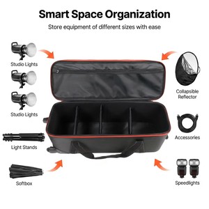 Borsa con Ruote <span class=keywords><strong>per</strong></span> Fotocamera 77cm, Valigia Imbottita in Nylon 1680D <span class=keywords><strong>per</strong></span> Treppiedi, Supporti Luce e Kit Studio - Product Image 2