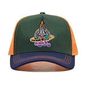 Gorra de Camionero de Algodón con Diseño de Tres Colores y Bordado de Cohete Personalizado, Gorra de Malla de Poliéster - Product Image 3