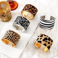 Bracelet ouvert personnalisé à imprimé léopard et zèbre pour femmes, bijoux rétro à la mode