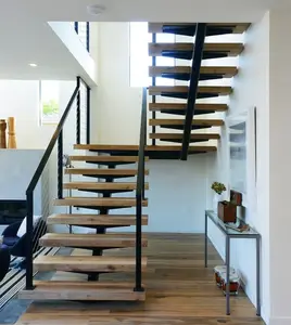 Escalera de barandilla de vidrio, Mono Interior, escalones de madera