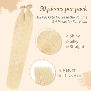 K.swigs-Extensions à pointe en U de kératine, cheveux chinois droits doublement étirés 12 ''-28'', 100% Remy, vierges de qualité supérieure, extensions à pointe en U de couleur claire - Product Image 5