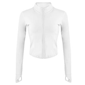 Hot Selling <b>Women's</b> Zip Front Yogurt <b>Jacket</b> Long Sleeve High Stretch Training Sports Wear Plus Size Breathable with Thumb Hole - Product Image 2