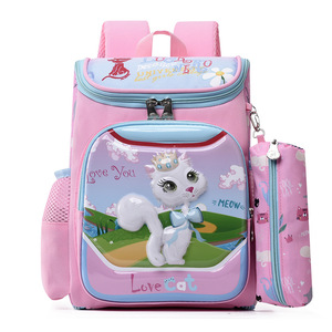Mochila Escolar Infantil Conjunto de Duas Peças, Mochila Espaçosa Totalmente Aberta para Idades de 3 a 6 Anos, Mochila 3D Rígida com Desenho Animado - Product Image 1