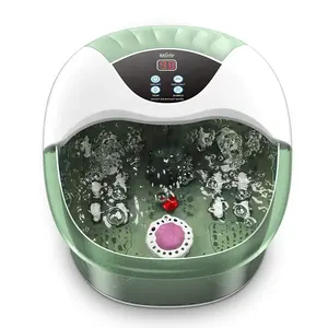 500w 6L Temperature Adjustable Relaxing Heat Bubble Foot Spa Bath Massager with 14 Removable Massaging Rollers
