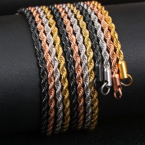 Wholesale Women 18K Gold Plated Stainless Steel Twisted <b>Rope</b> Link <b>Chain</b> Necklace - Product Image 1