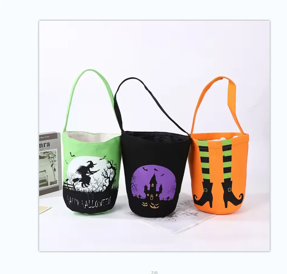 Grosir tas hadiah permen Halloween penyihir istana pesta Halloween trik atau Dekorasi suguhan keranjang Halloween dapat digunakan kembali