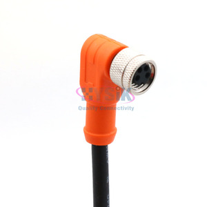 Kabel Solder Sudut Kanan M8 Female Tahan Air Ujung Tunggal 4 Pin - Product Image 1