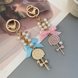Pendentif scintillant en forme de nœud avec strass et perles, porte-clés mignon pour <span class=keywords><strong>sac</strong></span> à <span class=keywords><strong>main</strong></span> <span class=keywords><strong>femme</strong></span> - Product Image 3