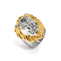 Mode hommes anneaux en acier inoxydable 18k or Hip Hop tête de Lion anneau Punk bijoux pour fête et cadeau