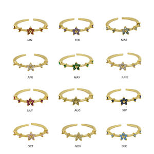 Vente chaude Vintage 18K Bague En Laiton Coloré Cubique Zircone Décembre Pierre De Naissance Fleur Anneaux Ouverture Réglable Bagues - Product Image 4