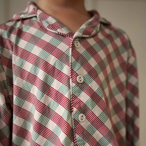 Pyjamas en coton biologique pour enfants, pyjamas à carreaux de Noël, pyjamas personnalisés pour enfants, vêtements écologiques pour enfants, vêtements de nuit pour enfants - Product Image 3