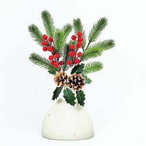 พืชดอกไม้ผลเบอร์รี่เทียมสีแดงอุปกรณ์ตกแต่งคริสต์มาสแบบทำมือ - Product Image 1