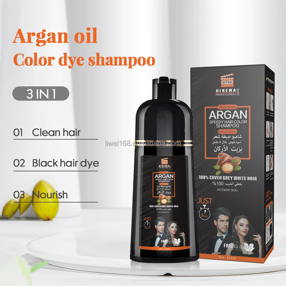 Hot Selling Organic Natural Schwarzes Haar färbemittel Shampoo Schwarzes Haar Shampoo Farbe Haar Shampoo Für Weiß Bis Schwarz