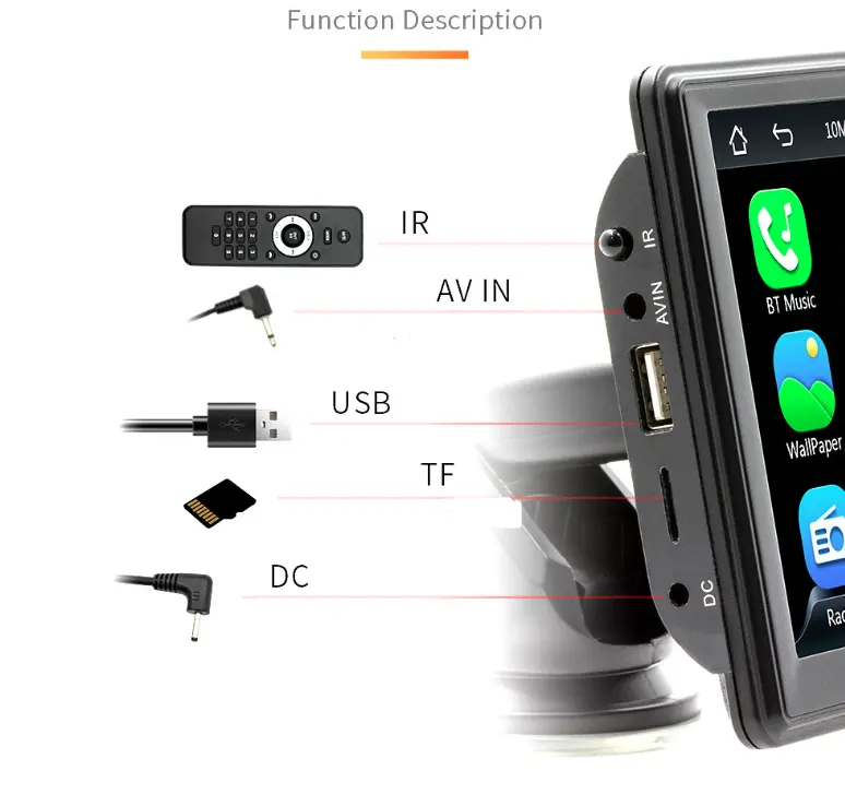 7 pouces Portable autoradio Bluetooth carte hôte sans fil Carplay DVD voiture MP5 lecteur multimédia