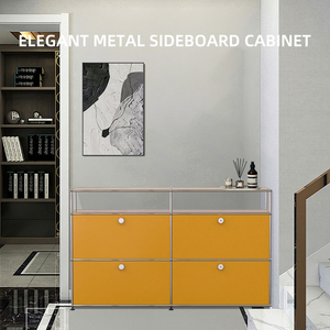 Tủ bên màu vàng, tủ bên phong cách giữa thế kỷ tối giản, đồ nội thất mô-đun đa năng, Tủ lưu trữ tùy chỉnh - Product Image 5