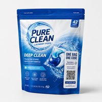 Sachets personnalisés à fermeture éclair avec code QR pour lessive en dosettes, emballage ménager pour produits de nettoyage