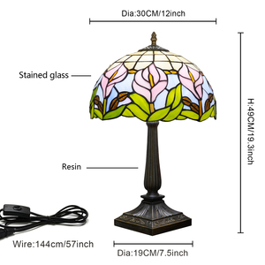 Lampe de table de style moderne <span class=keywords><strong>Calla</strong></span> Lily en verre teinté, lampe de bureau rétro de 12 pouces, salons, bureaux, lumière décorative de luxe - Product Image 6