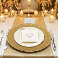 Assiettes de Présentation Haut de Gamme en Plastique Doré à Motif Végétal de 13 Pouces, Écologiques, pour Mariages, Fêtes, Anniversaires et Banquets