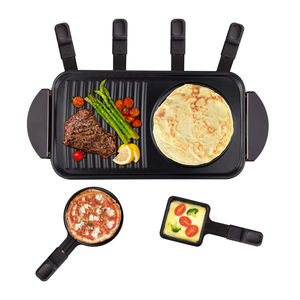 Grill <span class=keywords><strong>Raclette</strong></span> Électrique Multifonctionnel 7 Personnes en Acier Carbone Antiadhésif à Température Réglable avec 4 Mini Plaques pour Usage Domestique Économe en Énergie - Product Image 3