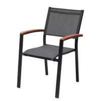 Chaises de salle à manger d'extérieur légères en alliage d'aluminium avec accoudoirs en teck pour hôtel, restaurant, salon et entrepôt