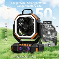 Ventilateur de camping suspendu pour bureau avec télécommande, rechargeable 40000mAh, avec lumière LED, pour extérieur