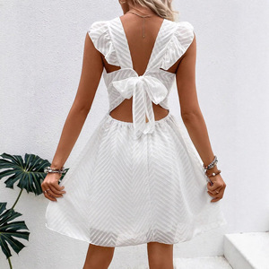 Robe midi décontractée et élégante pour l'été, style fête, sans manches, infroissable, en polyester, taille unique, série couleurs claires - Product Image 2