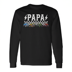 Camiseta de manga larga a juego para la familia Papa Retro Monster Truck, talla para el día de cumpleaños - Product Image 2