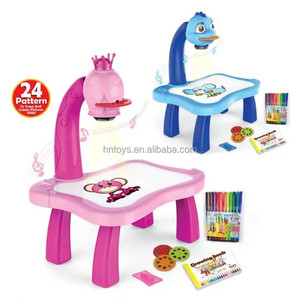 2025 niños educación temprana proyección pintura Mesa tablero multifuncional niño pez azul Graffiti dibujo juguete con música - Product Image 6