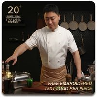 Vestes de chef pour hommes et adolescents, uniforme de restaurant réglable, tissu sergé en coton, vêtements de travail pour serveurs
