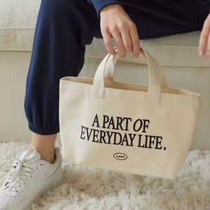 <b>Mini</b> Natural Color Hot Selling Canvas Custom logo 12oz <b>Tote</b> Shopping Fashionable Simple <b>Bag</b> - Product Image 3